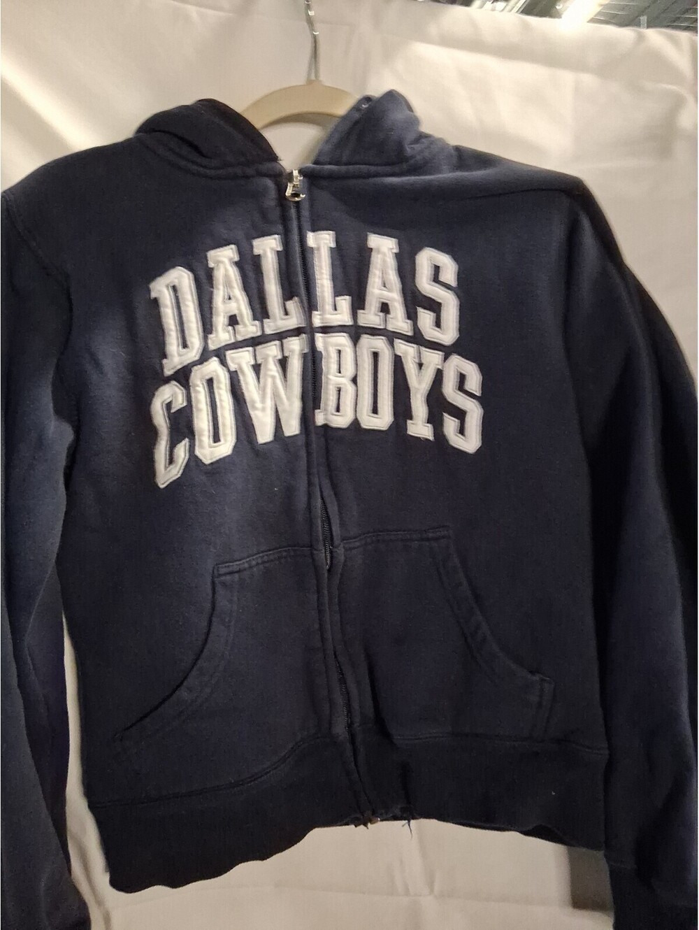 Dallas Cowboys Authentic Full Zip Navy Hoodie Medium Heavy Weight Sherpa LinedN2